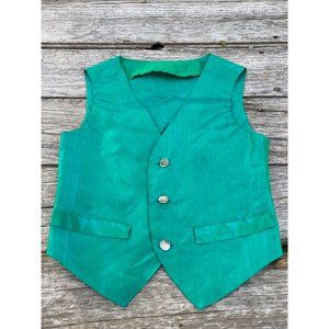 Vintage Boys Shiny Green Taffeta Vest